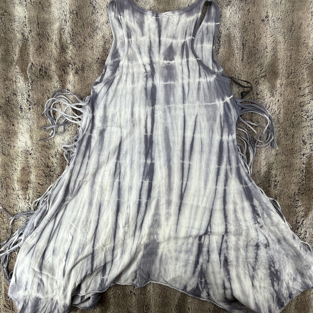 Vocal Gray Tie Dye Embellished Cross Pink Rose Tunic Dress Sleeveless USA Medium - Picture 8 of 8